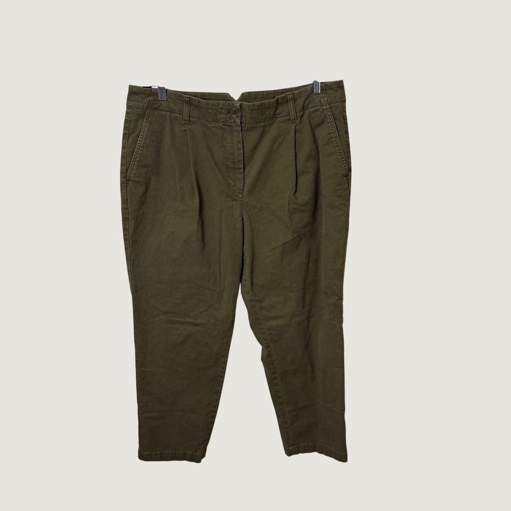 Talbots Women's 16 Olive Green Pleated Tapered Ankle Pants High Rise 90s Preppy